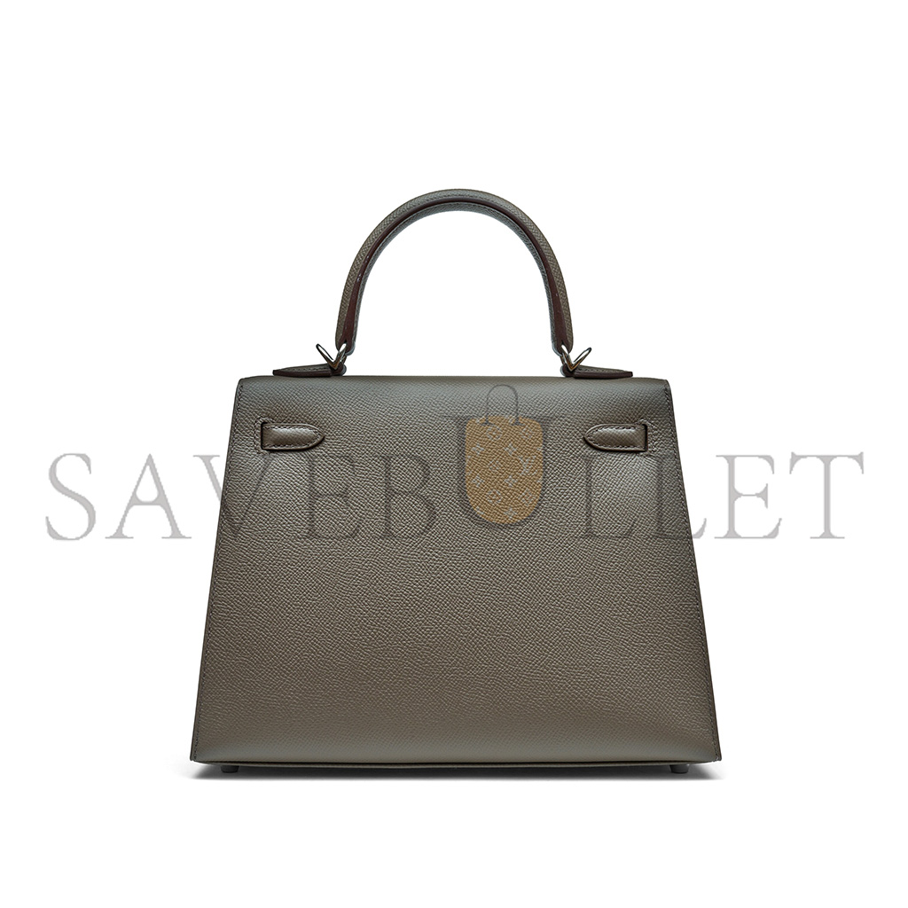 HERMÈS MASTER GRIS TOURTERELLE EPSOM KELLY 25 SELLIER PALLADIUM HARDWARE (25*17*7cm) 